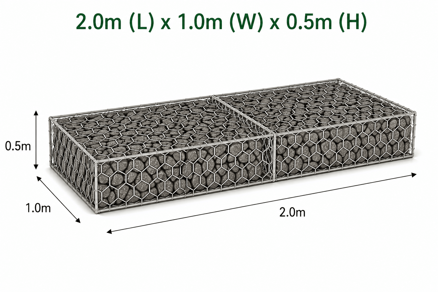 Century Woven Gabion 2.0 x 1.0 x 0.5m PVC