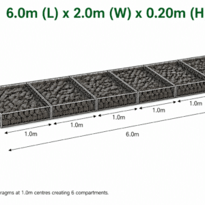 Gabion Mattress 6.0 x 2.0 x 0.20m @2.0mm Ø Bezinal