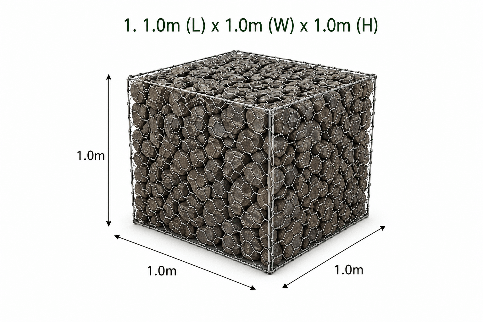 Century Woven Gabion 1.0 x 1.0 x 1.0m PVC - Image 2